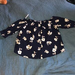 Over the shoulder floral silk top